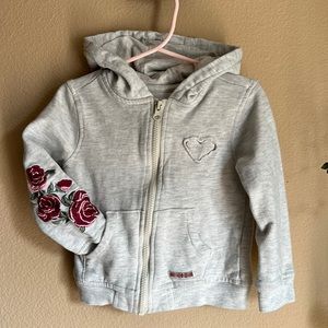 Hudson Brand Size 3T zip-up embroidered sweater jacket with roses detailed.